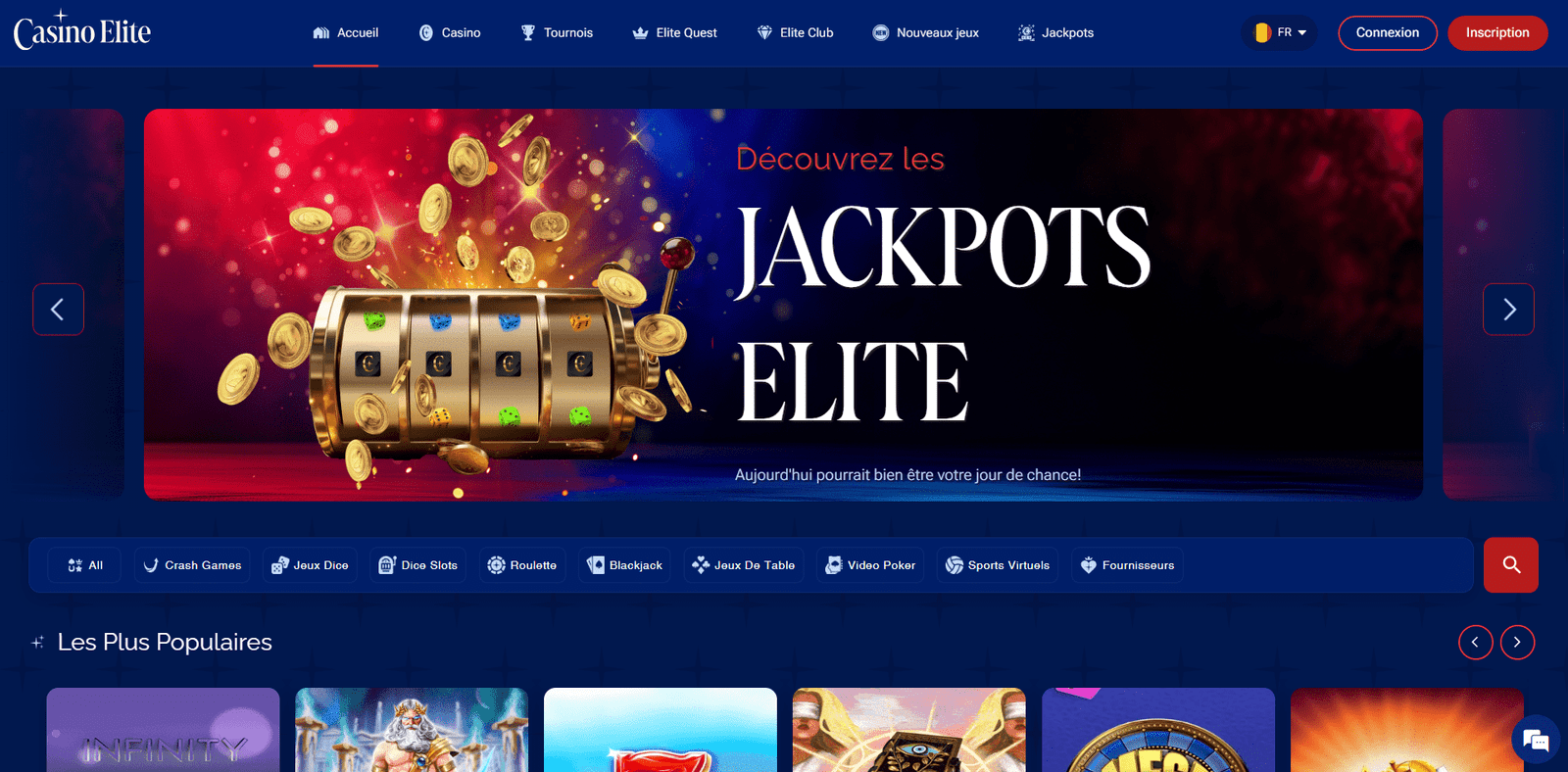 Page d'acceuil casino elite pc