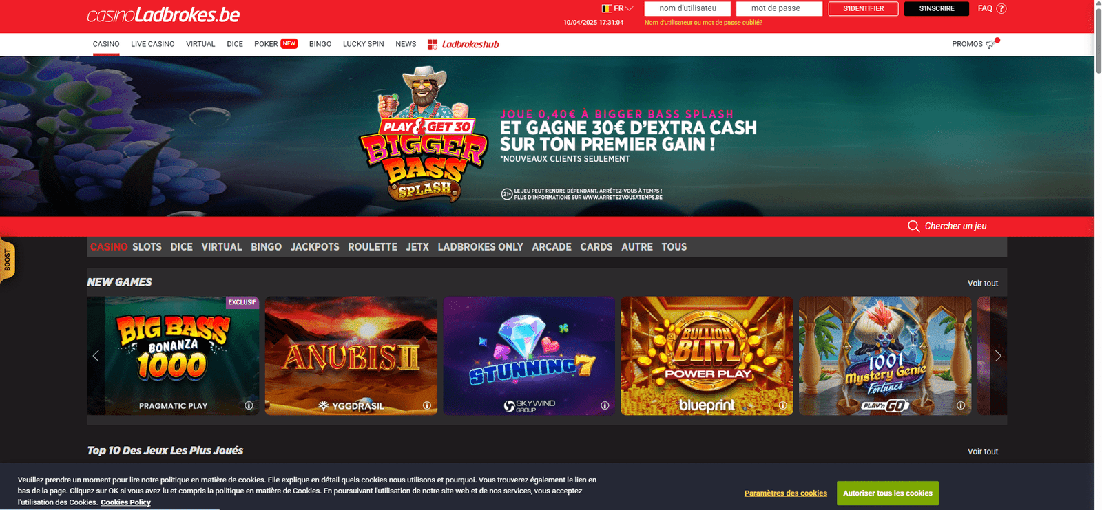 Page d'acceuil ladbrokes casino pc